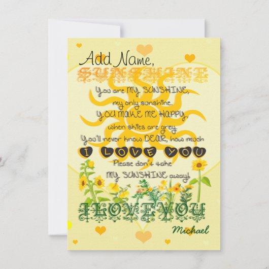 Uitnodiging tot het oude, gevierde Sunshine Wedden (Achterkant)