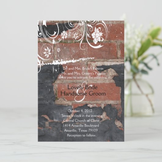 Uitnodiging tot het oude Rode Brick-huwelijk (Staand voorkant)