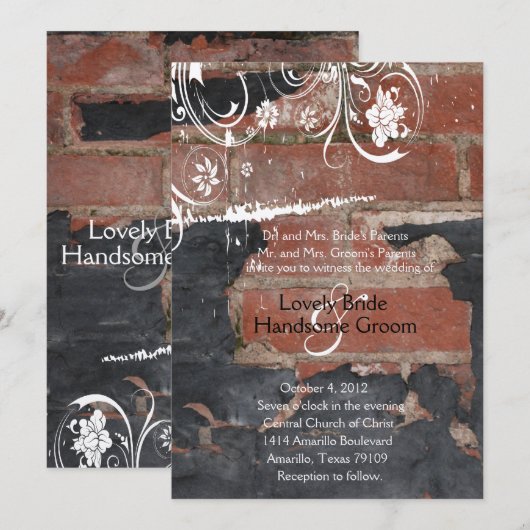 Uitnodiging tot het oude Rode Brick-huwelijk (Voorkant / Achterkant)