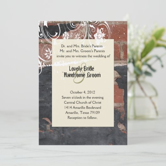 Uitnodiging tot het oude Rode Brick-huwelijk (Staand voorkant)