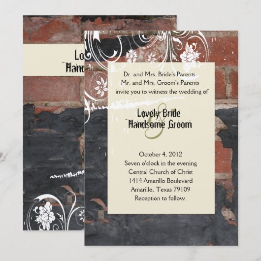 Uitnodiging tot het oude Rode Brick-huwelijk (Voorkant / Achterkant)