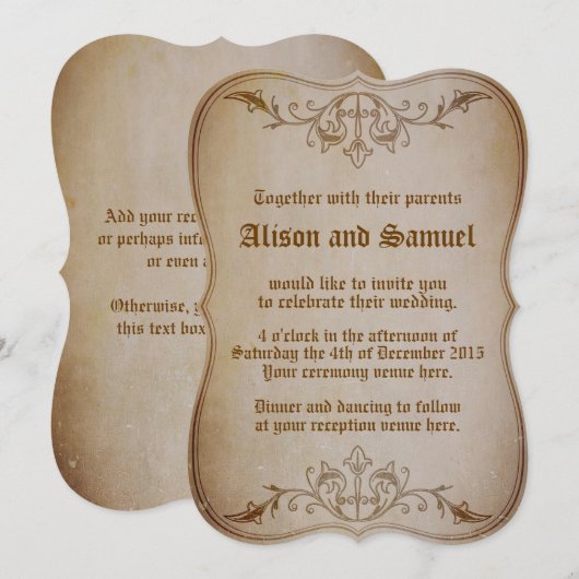 Uitnodiging tot het oude Sepia Wedding (Voorkant / Achterkant)