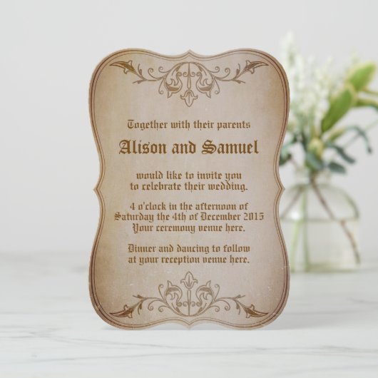 Uitnodiging tot het oude Sepia Wedding (Staand voorkant)