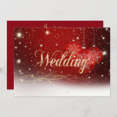 Uitnodiging tot het rode en gouden kerstfeest (Voorkant / Achterkant)