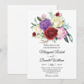 uitnodiging tot het rode en paarse huwelijk (Voorkant / Achterkant)