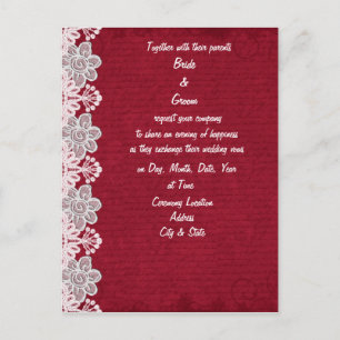 Uitnodiging tot het Rode Lace Wedding Briefkaart