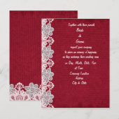 Uitnodiging tot het Rode Lace Wedding Briefkaart (Voorkant / Achterkant)