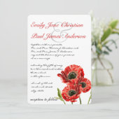 uitnodiging tot het rode papaverhuwelijk (Staand voorkant)