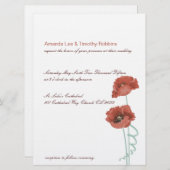 Uitnodiging tot het Rode Peonies-huwelijk (Voorkant / Achterkant)