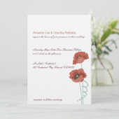 Uitnodiging tot het Rode Peonies-huwelijk (Staand voorkant)