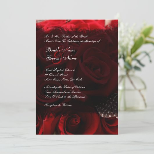 Uitnodiging tot het rode rozenhuwelijk (Staand voorkant)