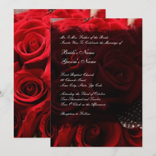 Uitnodiging tot het rode rozenhuwelijk (Voorkant / Achterkant)