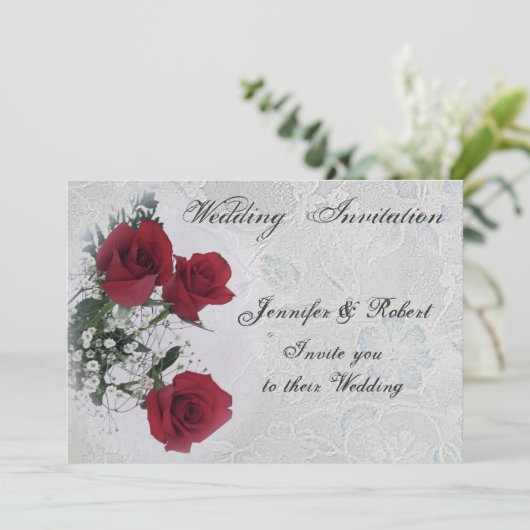 Uitnodiging tot het rode rozenhuwelijk (Staand voorkant)