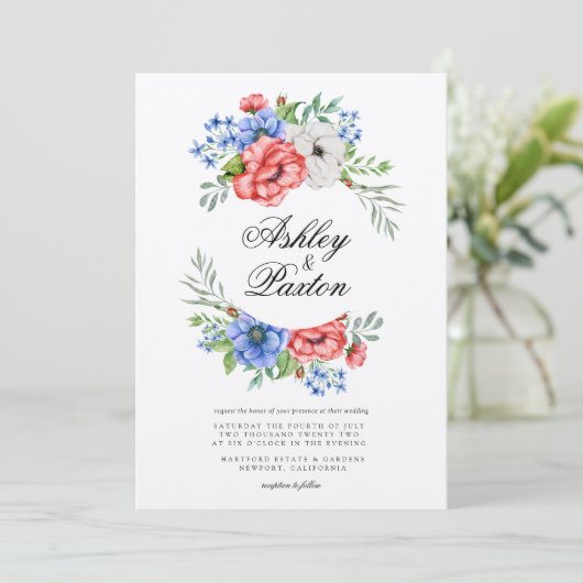 Uitnodiging tot het rode, witte en blauwe huwelijk (Staand voorkant)