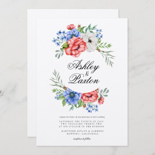 Uitnodiging tot het rode, witte en blauwe huwelijk (Voorkant / Achterkant)