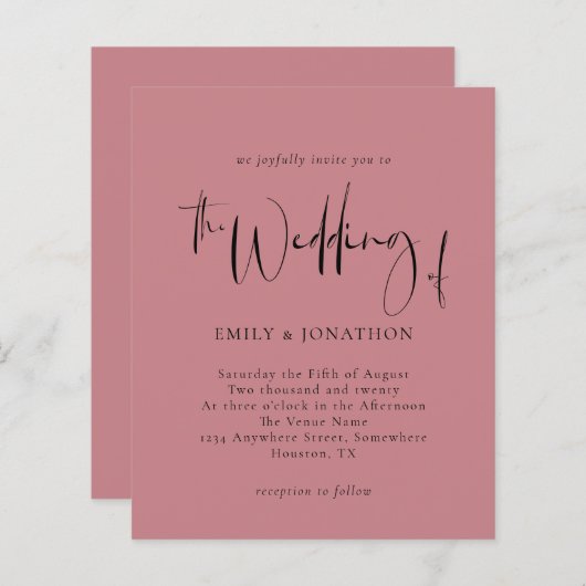 Uitnodiging tot het Roos van het huwelijk van het  (Voorkant / Achterkant)