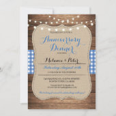 Uitnodiging tot het Rustic Wedding Jubileum Blue P (Voorkant)