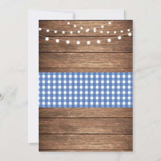 Uitnodiging tot het Rustic Wedding Jubileum Blue P (Achterkant)