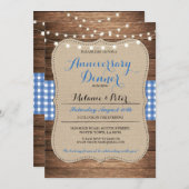 Uitnodiging tot het Rustic Wedding Jubileum Blue P (Voorkant / Achterkant)