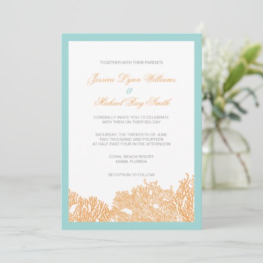 Uitnodiging tot het sturen van een koraalweddensch (Staand voorkant)