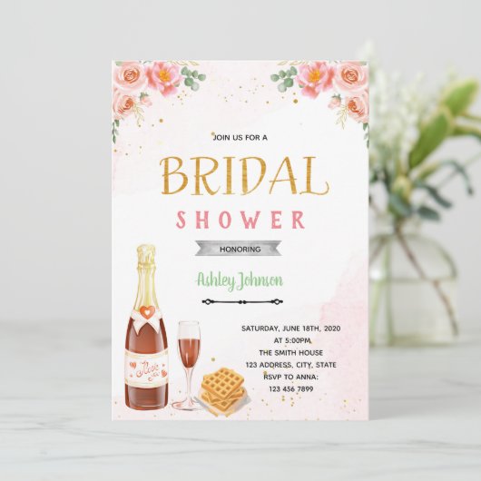 Uitnodiging tot het thema Champagne brunch (Staand voorkant)