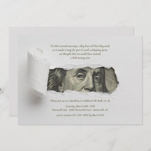 Uitnodiging tot het tonen van een Dollar Bill (Voorkant / Achterkant)