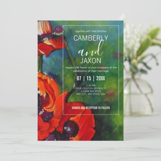 Uitnodiging tot het trekken van Oranje papavers (Staand voorkant)