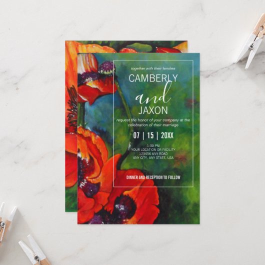 Uitnodiging tot het trekken van Oranje papavers (Voorkant / Achterkant in situ)