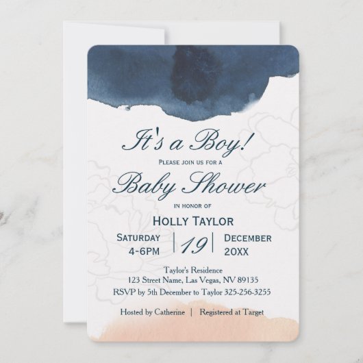 Uitnodiging tot het uitnodigen van Baby showers op (Voorkant)