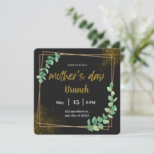 Uitnodiging tot het uitnodigen van Black Modern Wo (Staand voorkant)