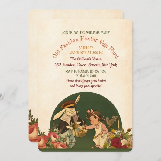  uitnodiging tot het uitnodigen van Easter Egg Hun (Voorkant / Achterkant)