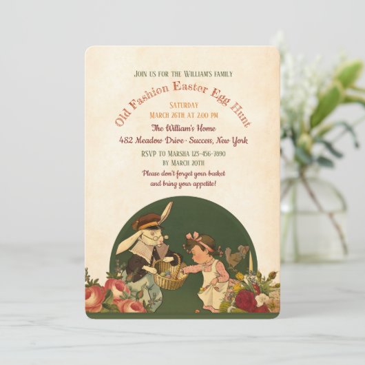  uitnodiging tot het uitnodigen van Easter Egg Hun (Staand voorkant)