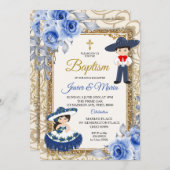 Uitnodiging tot het uitnodigen van een blauwe bapt (Voorkant / Achterkant)