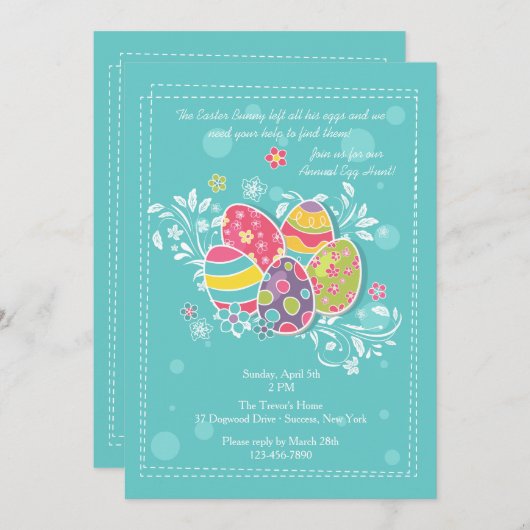 uitnodiging tot het uitnodigen van paaseieren (Voorkant / Achterkant)