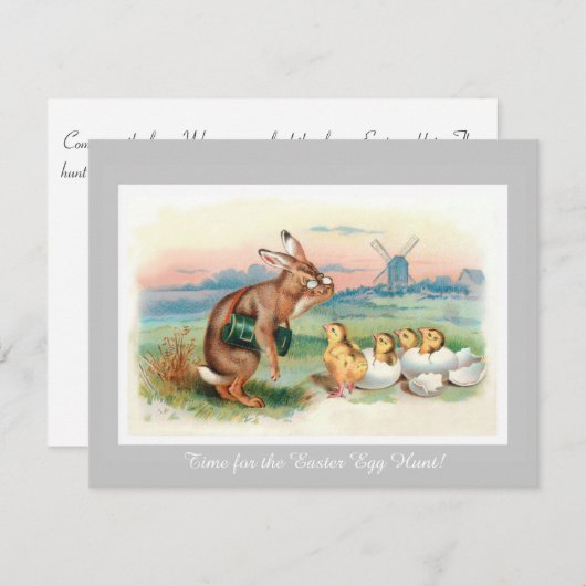 uitnodiging tot het uitnodigen van paashaken (Voorkant / Achterkant)