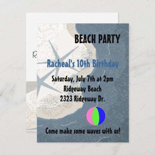 Uitnodiging tot het uitnodigen van strandvissen en (Voorkant / Achterkant)