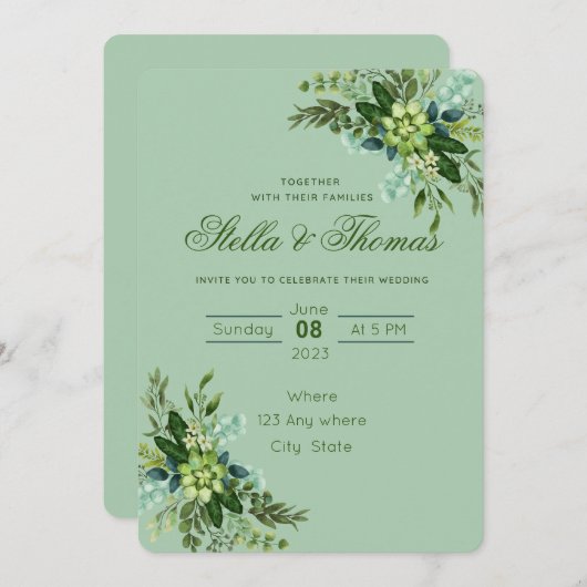 Uitnodiging tot het uitroepen van Emerald Green We (Voorkant / Achterkant)