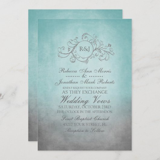 Uitnodiging tot het uitzenden van Blauwgroen en gr (Voorkant / Achterkant)