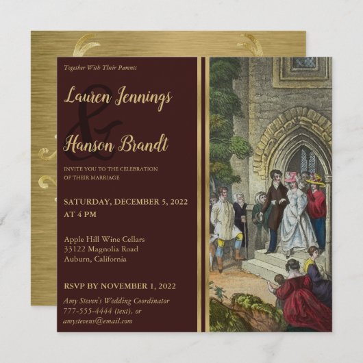 Uitnodiging tot het uitzenden van bruid en bruink (Voorkant / Achterkant)