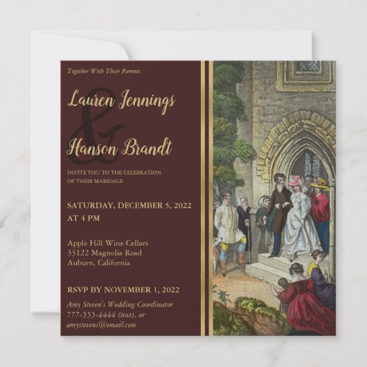 Uitnodiging tot het uitzenden van  bruid en bruink (Voorkant)