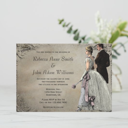 Uitnodiging tot het uitzenden van bruidjes en bru (Staand voorkant)