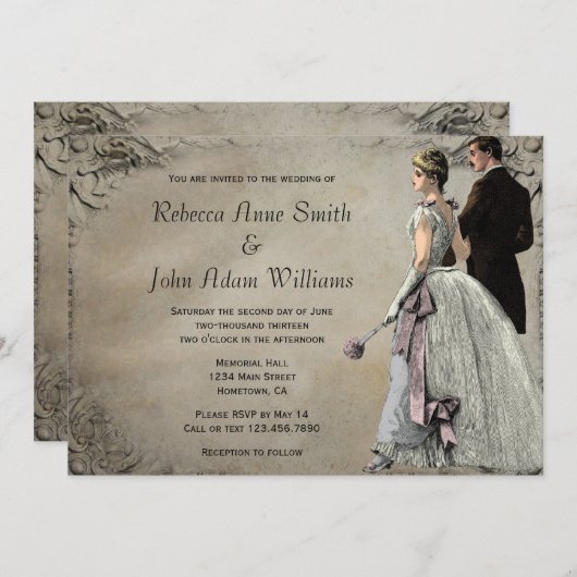 Uitnodiging tot het uitzenden van bruidjes en bru (Voorkant / Achterkant)