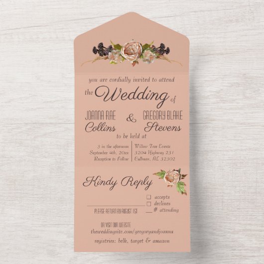 uitnodiging tot het uitzenden van bruiloft met bl (Binnen)