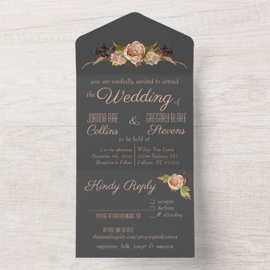  uitnodiging tot het uitzenden van bruiloft met bl (Binnen)