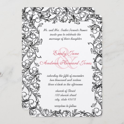 uitnodiging tot het uitzenden van de bruiloft in  (Voorkant / Achterkant)