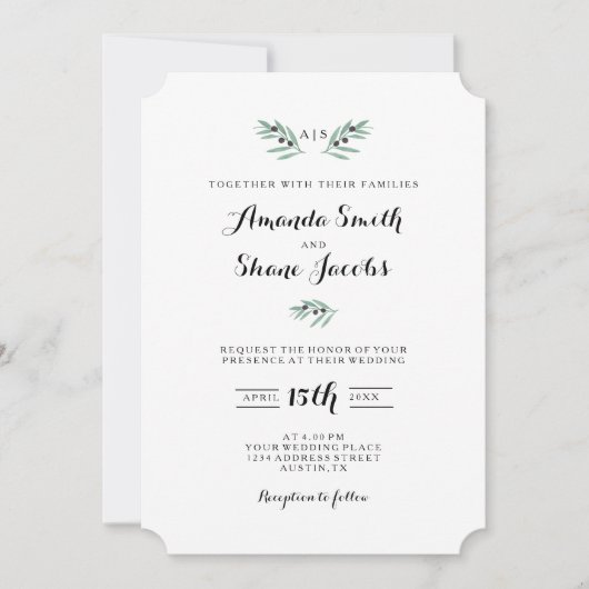 Uitnodiging tot het uitzenden van de Olive Spring  (Voorkant)