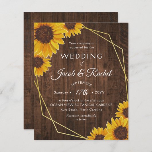 Uitnodiging tot het uitzenden van de rustige Sunfl (Voorkant / Achterkant)