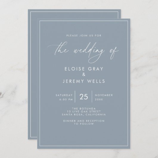 Uitnodiging tot het uitzenden van een blauwe bruil (Voorkant / Achterkant)