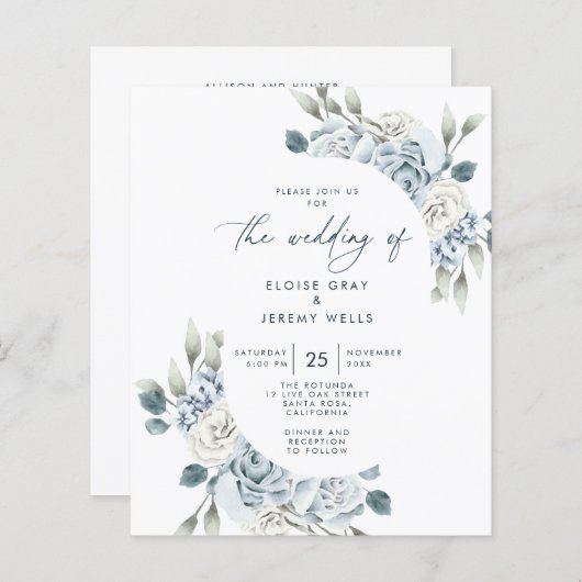 Uitnodiging tot het uitzenden van een blauwe bruil (Voorkant / Achterkant)