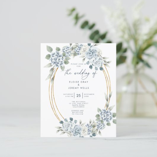 Uitnodiging tot het uitzenden van een blauwe bruil (Staand voorkant)